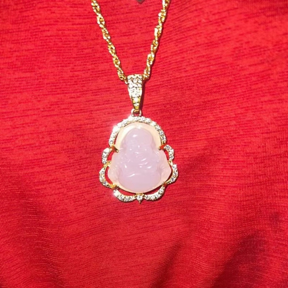 24K gold pink buddha chain